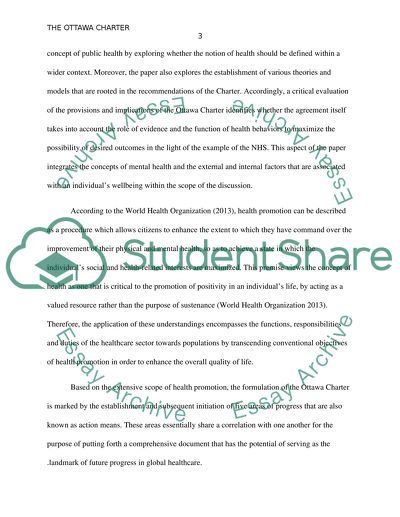 Whether the Ottawa Charter Continues to Influence the Philosophy and Values of Health Promotion