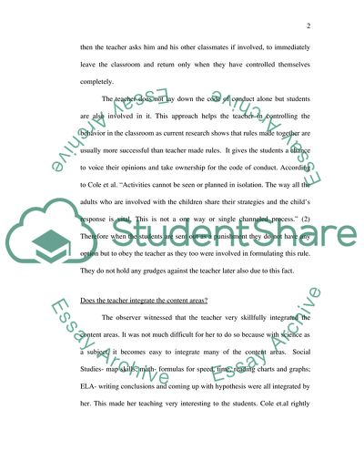 Classroom Observation: Science Inclusive Class