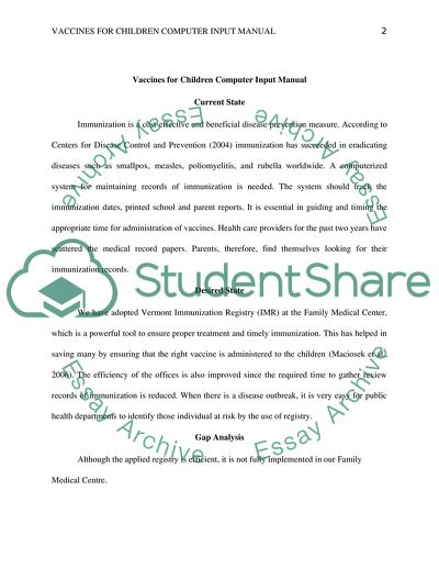 Vaccines for Children Computer Input Manual