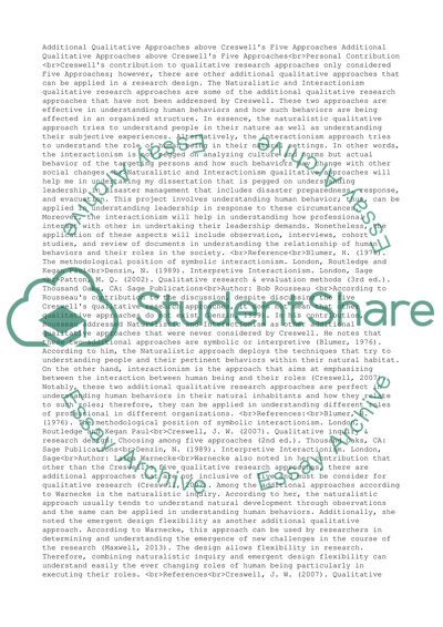 Additional Qualitative Approaches above Creswells Five Approaches