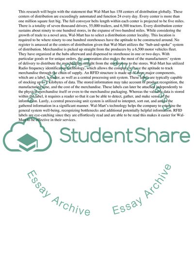 The Distribution and Logistics System Adopted By Wal-Mart