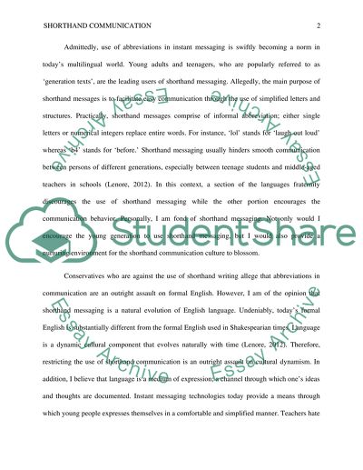 Personal Opinion on Shorthand Communication