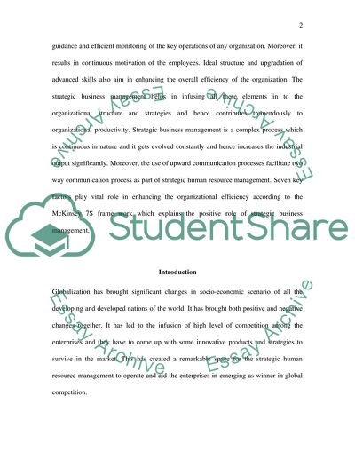 Strategic Human Resource Management in Organizations