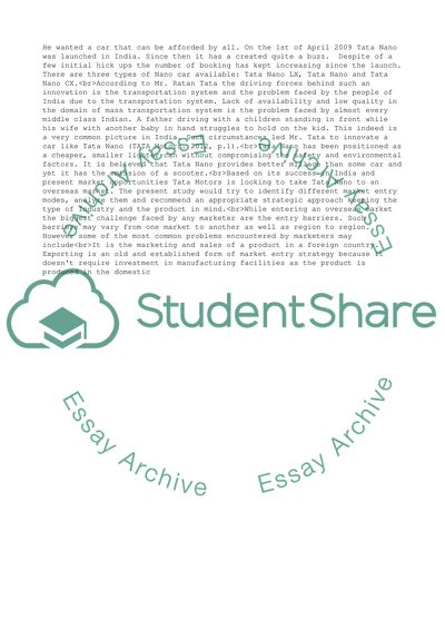 Managing International Operations - Tata Nano