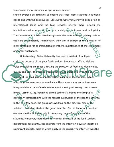 Improving Food Services at Qatar University