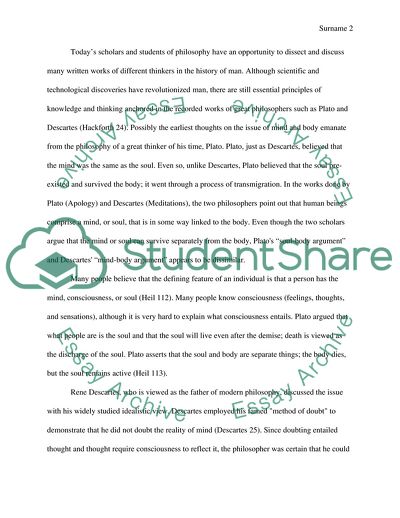 The Issue of Mind and Soul as Discussed by Plato and Descartes