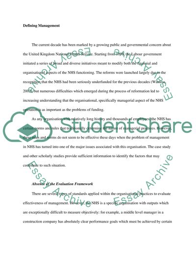 Managing the United Kingdom Health Service