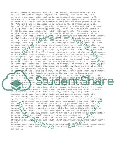 Business Expansion of National Railroad Passenger Corporation