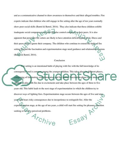 Stages Leading to Fire setting in Children