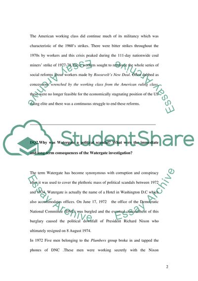 The Support For Social And Political Reform In The 1960s. Watergate political scandal