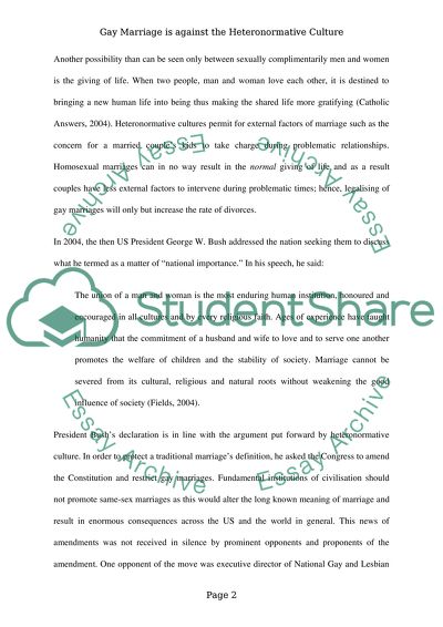 Gay Marriage Is Against the Heteronormative Culture