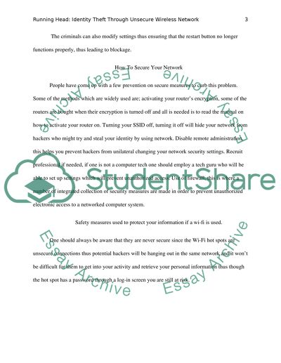 Identity Theft Through Unsecure Wireless Networks