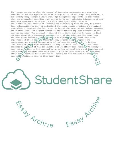 Reflective Learning - Knowledge Management