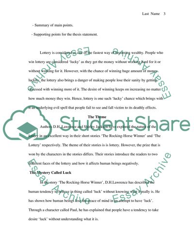 The Rocking-Horse Winner and The Lottery by Lawrence and Jackson