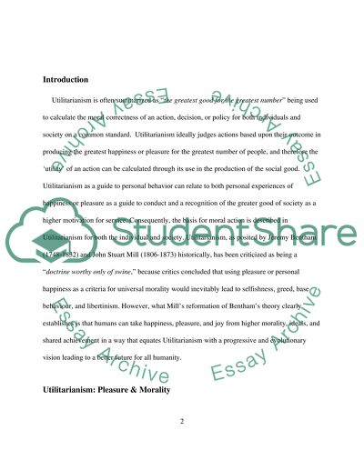 John Stuart Mill: Utilitarianism and Pleasure