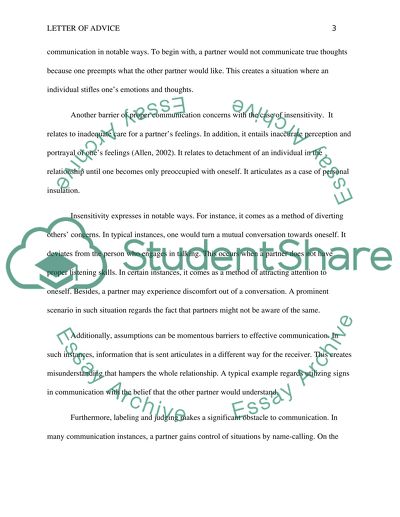 Letter of Advice for Enhancing Communication in Relationships