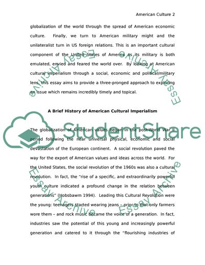 American Cultural Analysis, Modern Imperialism and the Spread of American Capitalism