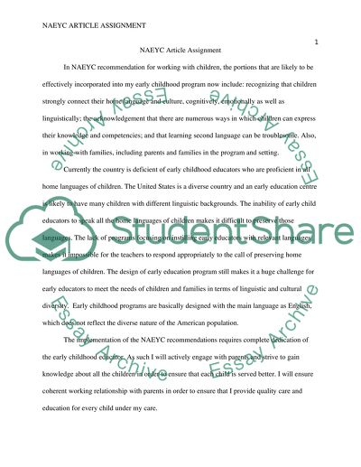 NAEYC article assignment