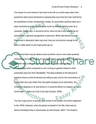 Crude Oil and Family Vacations