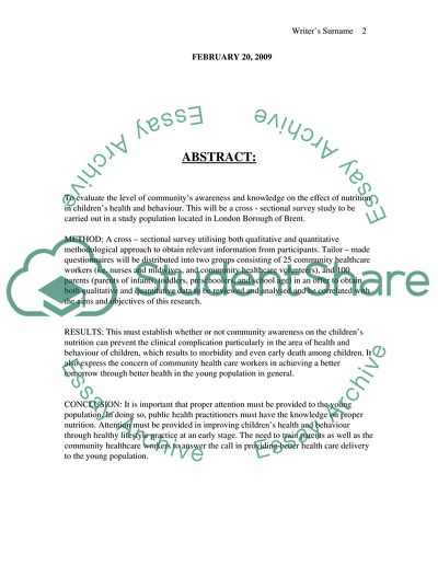 The Role of Nutrition in Childrens Health and Behavior