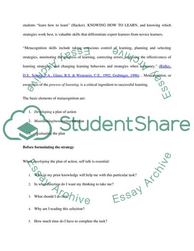 Metacognition in Human Activities