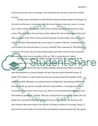 Arguing for Legalization of Gay Marriages