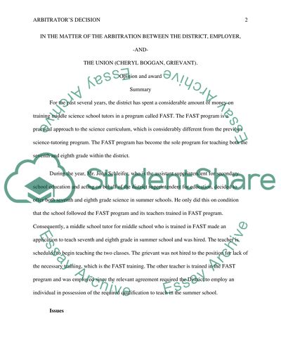 Arbitration case review