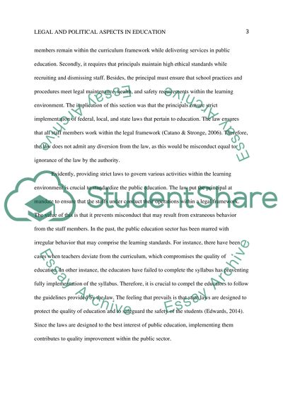 Legal and Political Aspects in Public Education