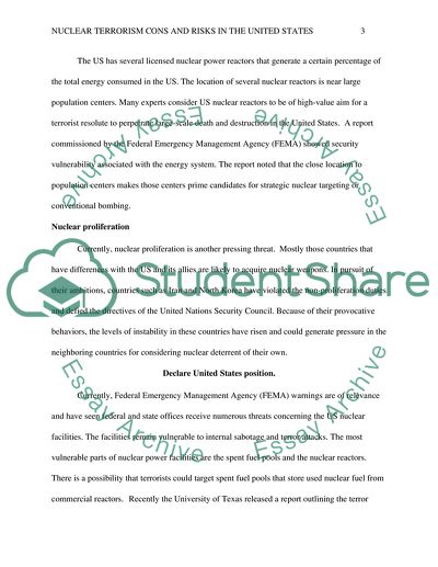 Nuclear Terrorism Cons & Risks - United States