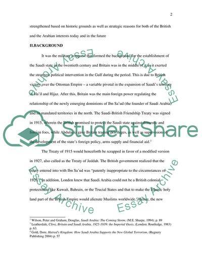 A Special Relationship Between Britain and Saudi Arabia: the Future of Such Relationship