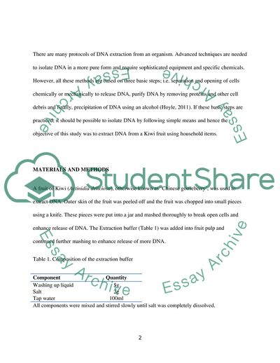 Biological Science and Extraction of DNA from Kiwi Fruit