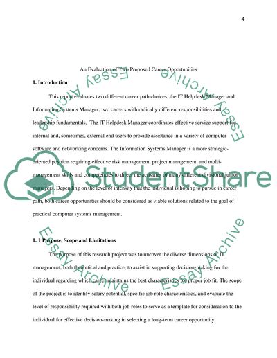 Assessing Career Options: An Evaluation of Two Proposed Career Opportunities