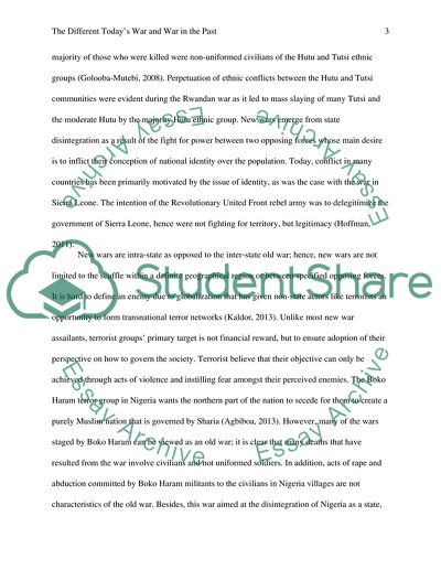 The Different Todays War and War in the Past