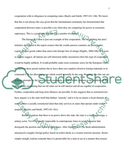 The Realistic International Relations Theory