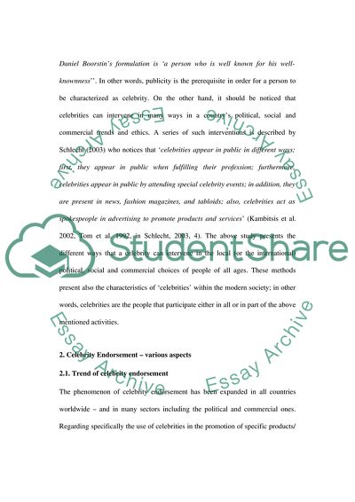 Celebrity Endorsement and Its Impact on the UK Consumers