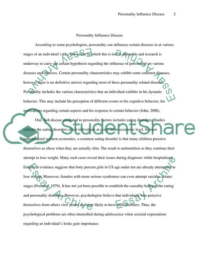 The Influence of Personality Type on Human Health