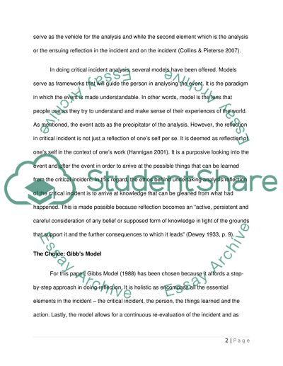 Critical incident essay