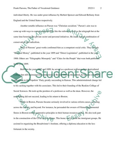 Frank Parsons, the Father of Vocational Guidance