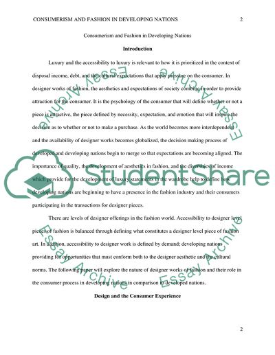 Consumerism and Fashion in Developing Nations