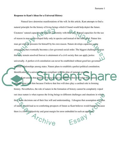 Kants Ideas for a Universal history