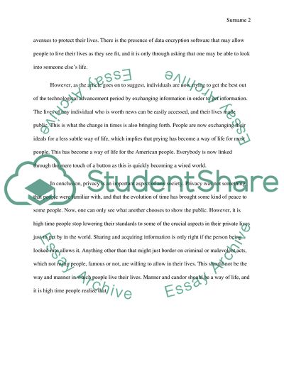 The Issue of Privacy