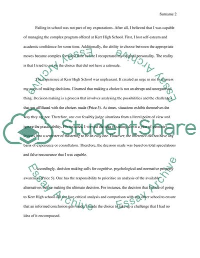 Critical Analysis of Failure Experience