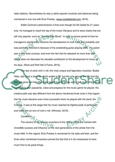 The Career of Elvis Presley and Other Musicians of His Time