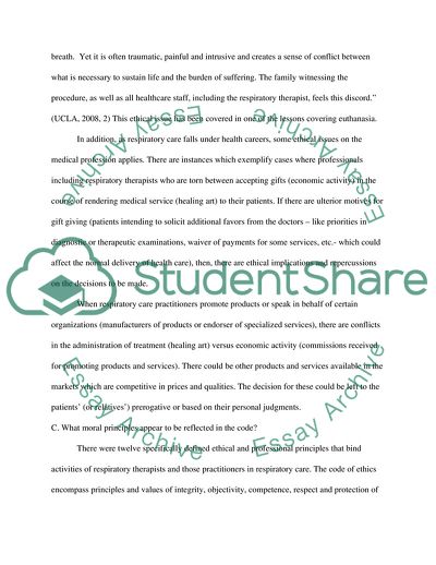 The Code of Ethics of the American Association for Respiratory Care