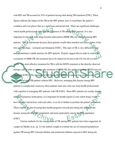 Tuberculosis in HIV infected patients