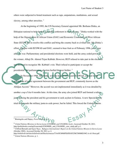 The United Nations Mission In Sierra Leone