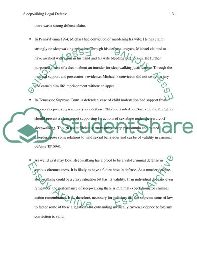 Sleepwalking Legal Defense