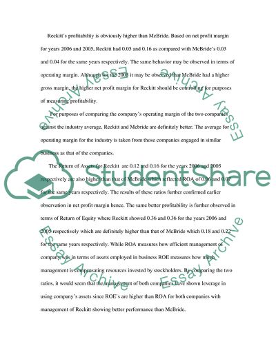 The Financial Statements of Reckitt and McBride