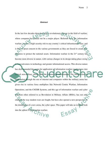 Information warfare and cyber security