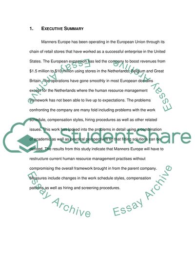 Case study , subject HUMAN RESOURCE STRATEGIES FOR THE INTERNATIONAL MANAGER